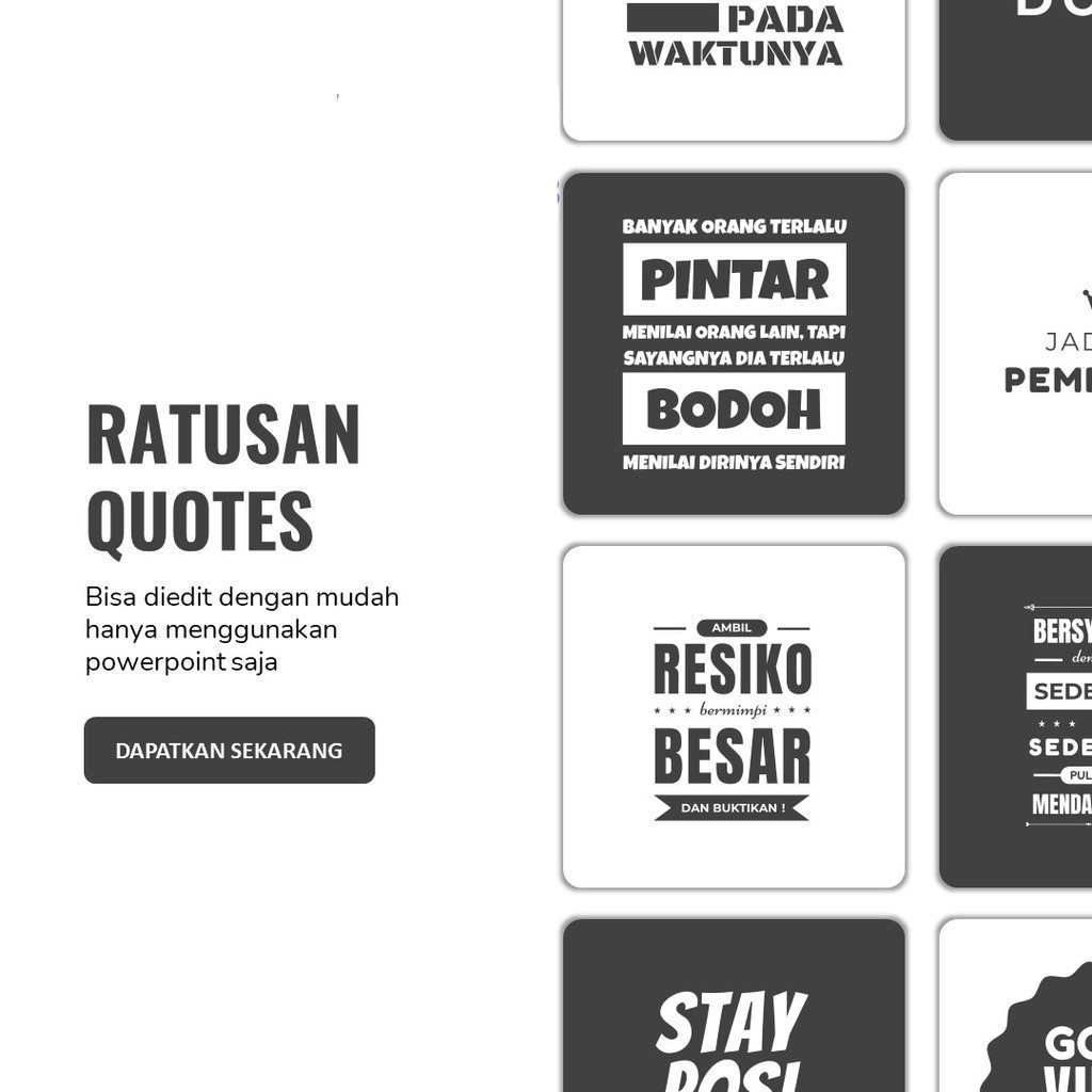 150 Template Quotes Black White Format PPT - Template Wall Decor Poster Dinding Motivasi Aesthetic