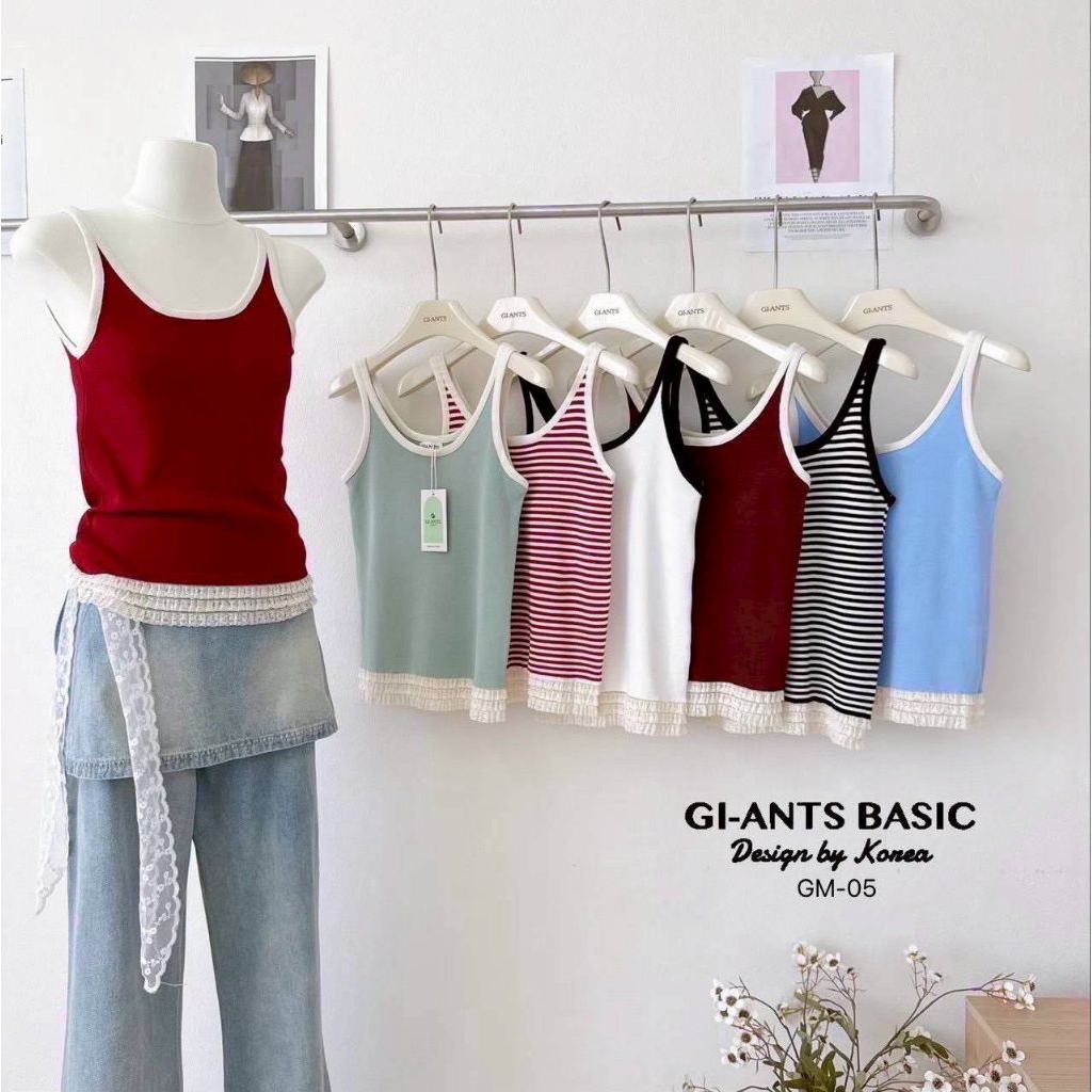 4143/GM-05 ATASAN WANITA TANKTOP KNIT MIX RENDA GIANTS BASIC BKK