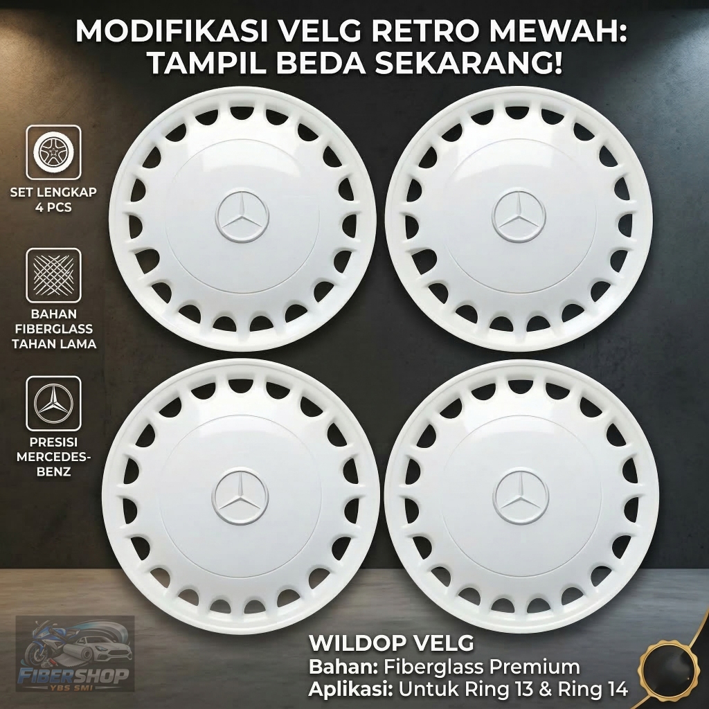 Wildop Velg Mobil Fiberglass Premium - Untuk Ring 13 & Ring 14 (Set 4 Pcs)