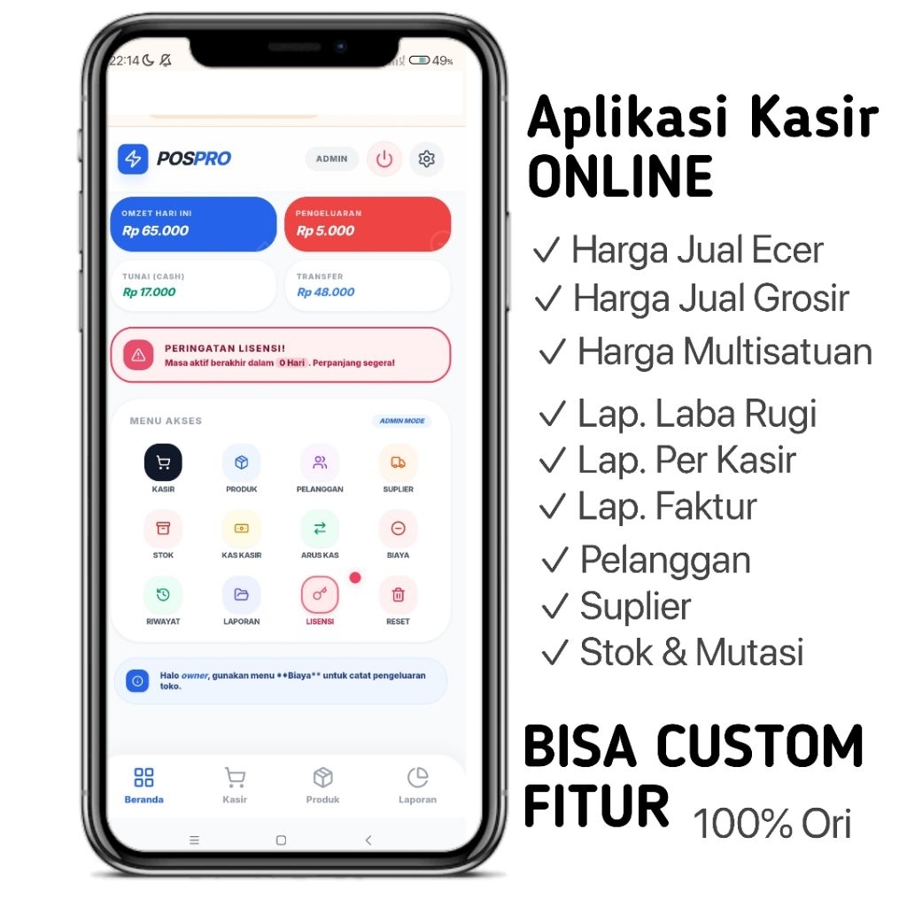 Aplikasi Kasir ONLINE Bisa Harga Grosir Multisatuan