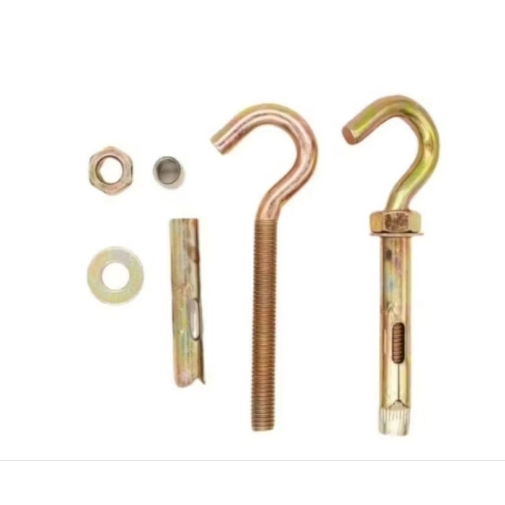 hook dynabolt m10x80 pakai Mur / hook eye bolt m10x80 / hook anchor bolt m10x80 / gantungan terbuka 