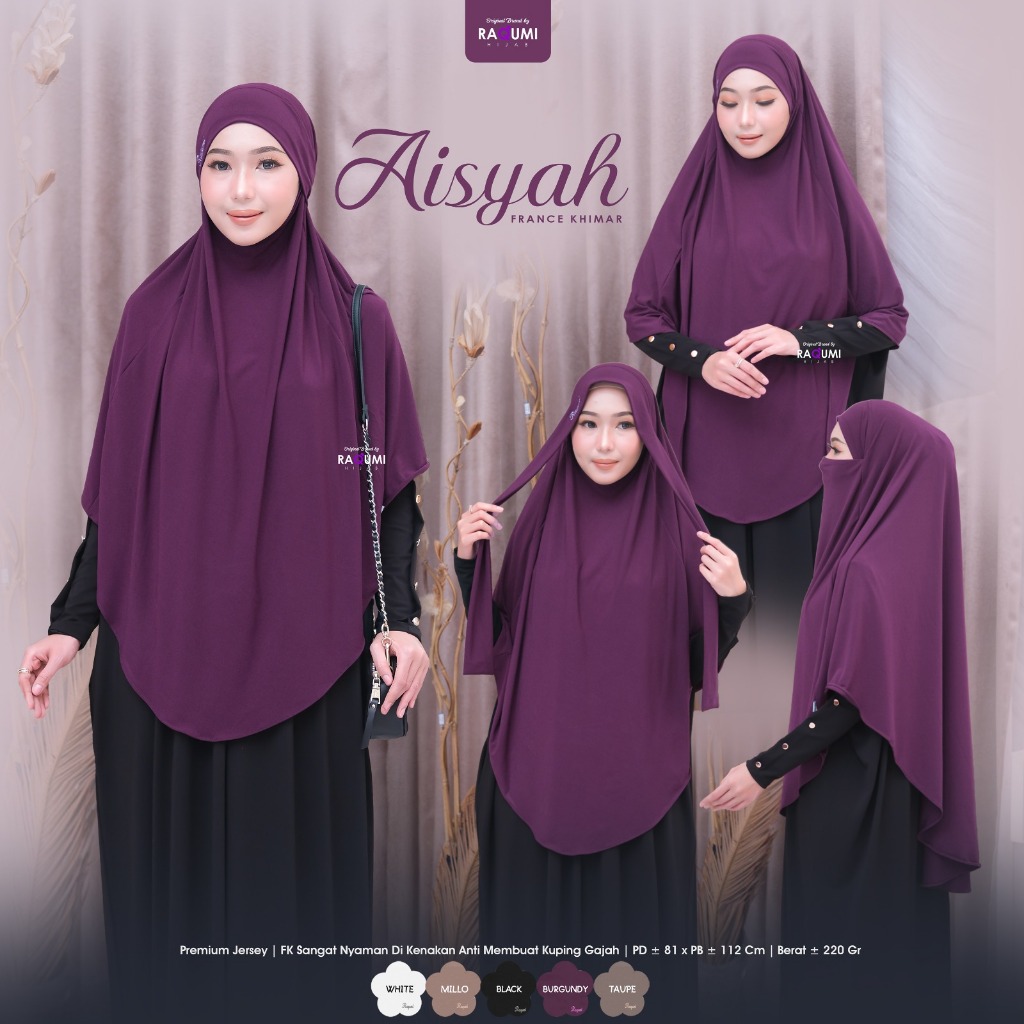 AISYAH FRENCH KHIMAR ORIGINAL BY RAQUMI HIJAB / 3 LOOK / PREMIUM JERSEY