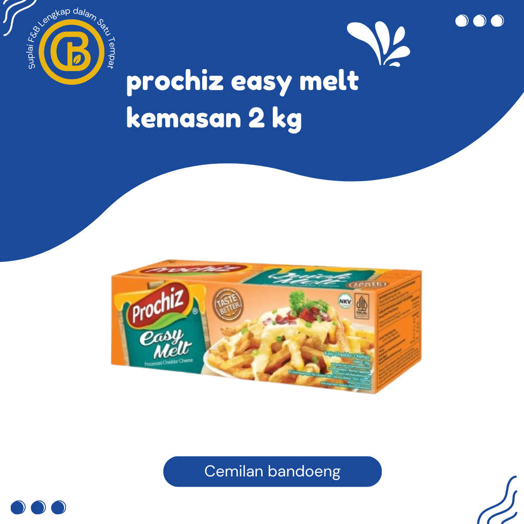 Keju Cheddar Prochiz Quick Melt 2 kg kemasan umkm - Mudah Meleleh, Tekstur Lembut, Rasa Gurih