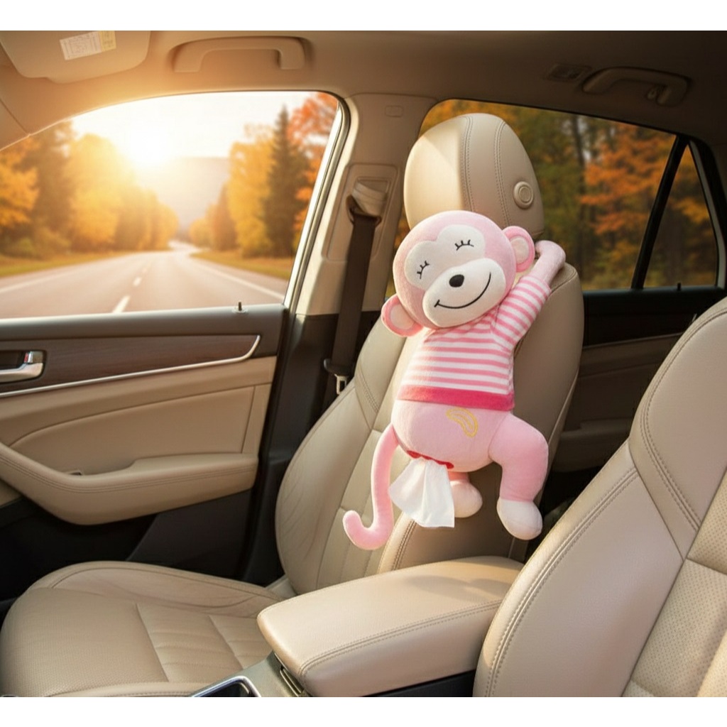 TEMPAT TISSUE KARAKTER HEWAN / TEMPAT TISU MONYET / TEMPAT TISU GANTUNG / TEMPAT TISU MOBIL / BONEKA