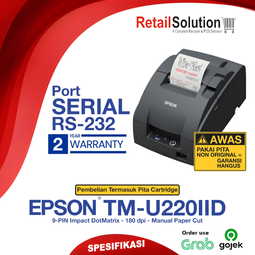 Printer Kasir POS DotMatrix Serial RS232 - Epson TM-U220IID TM-U220II D Dot Matrix