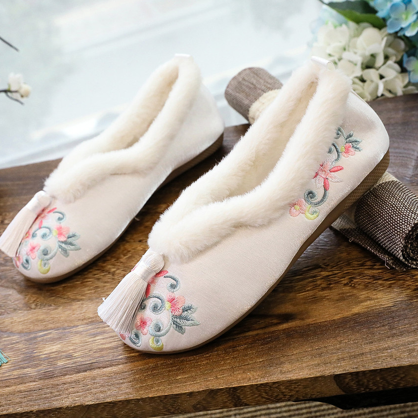Sepatu Cheongsam Bordir Sepatu Mulut Bulu Sepatu Bordir Angin