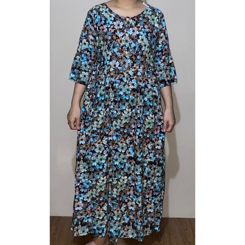 Daster longdress tali 4 gajah putih / dress lengan 3 suku