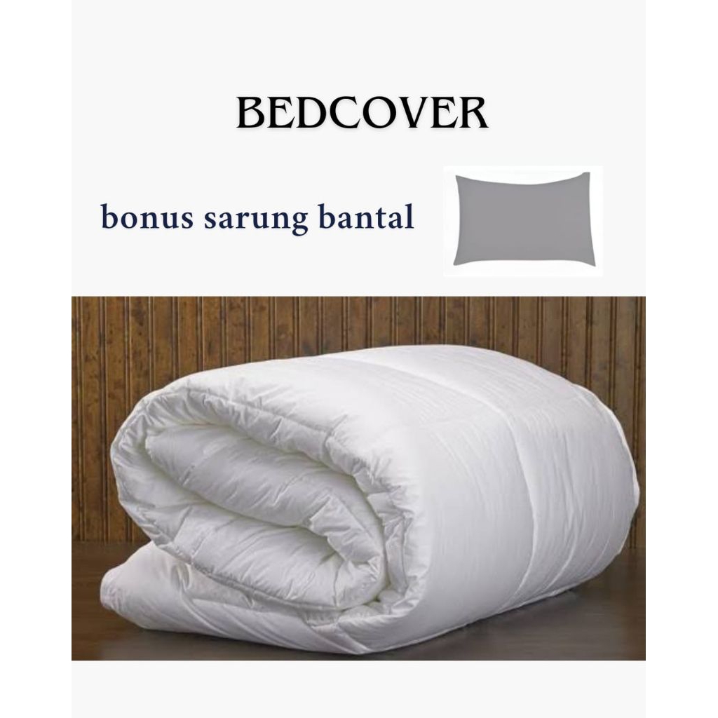PROMO DISKON Bedcover Polos Putih Embos Selimut Polos Putih