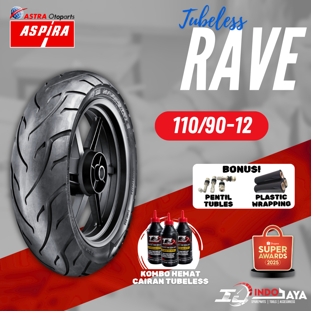 [READY COD] BAN ASPIRA TUBELESS MAXIO RAVE RING 12 110/90-12 / BAN LUAR SCOPPY RING 12 ( 110/90-12 )