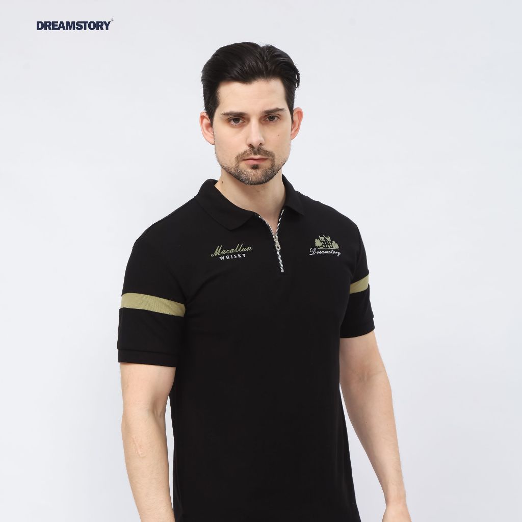 DREAM STORY - Polo Shirt Macallan Cotton Pique Black Kaos Kerah Pria Wanita Baju Kaos Kerah Distro