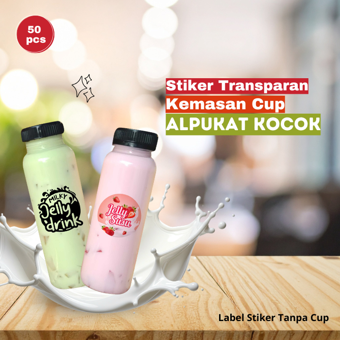 [50 pcs] Stiker Label Jelly Drink untuk Cup Minuman Anti Air