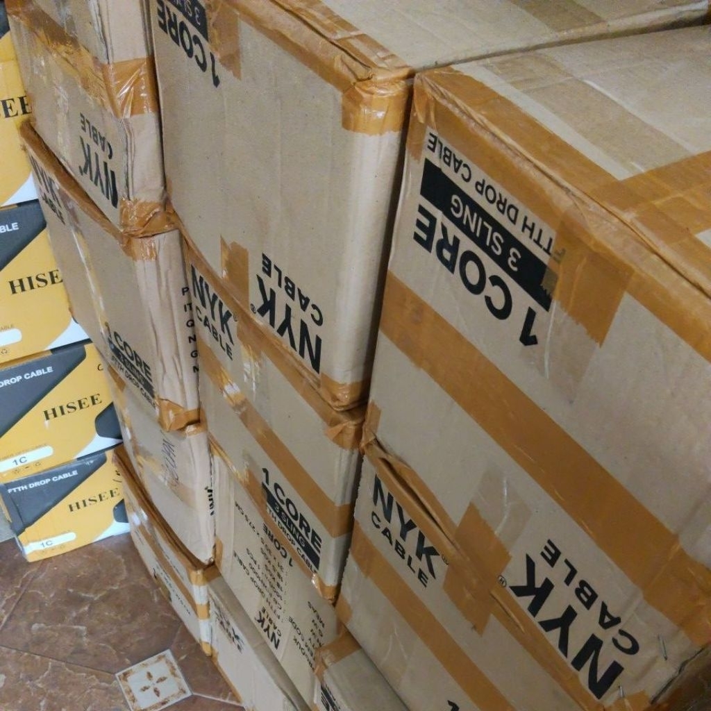 Kabel Fiber Dropcore 1 Core 1000 Meter 1KM NYK Cables Kabel Fiber Optik 1000m FTTH Drop Core