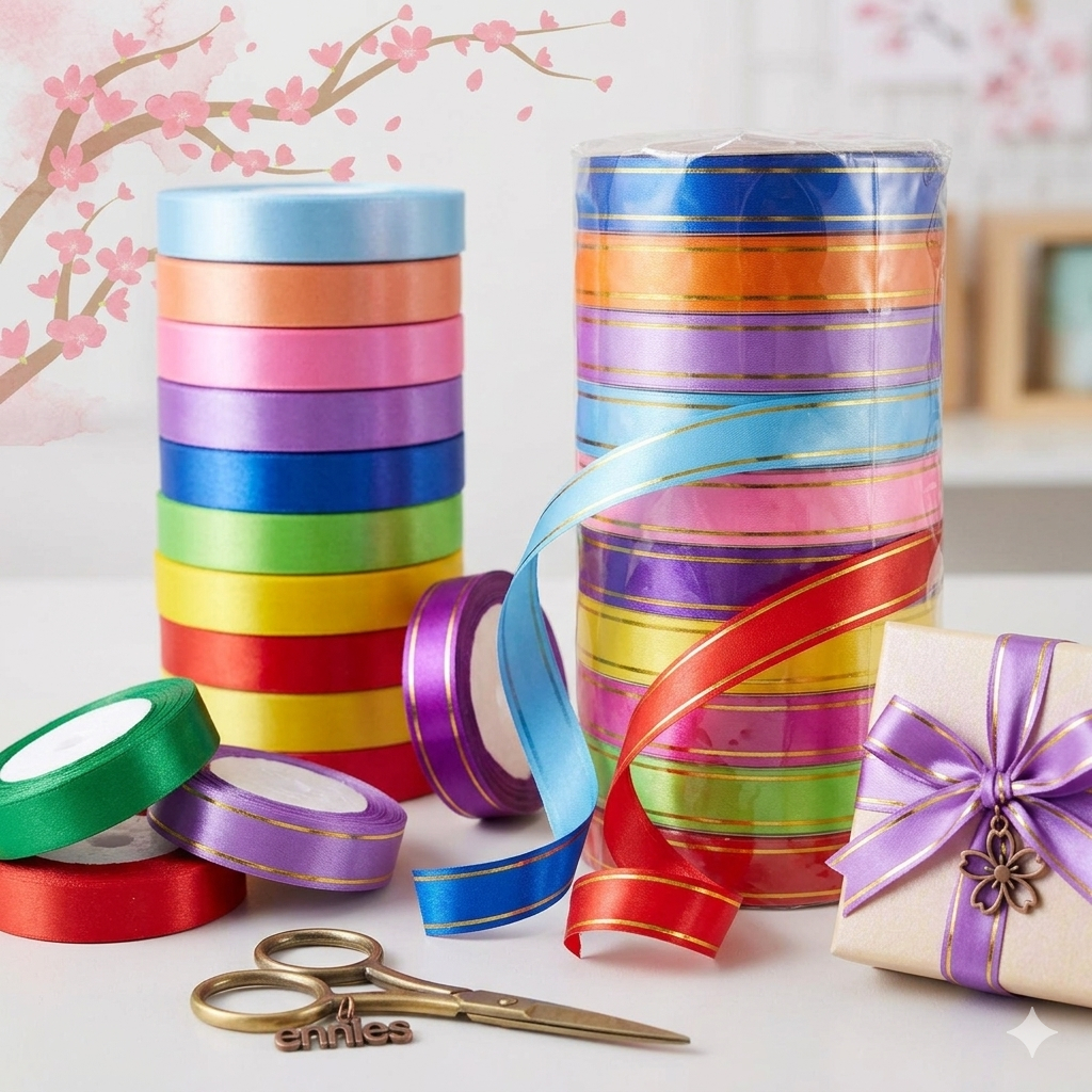 PITA KADO LIST EMAS | PITA JEPANG | 3/4 INCI (2 CM) PER ROLL