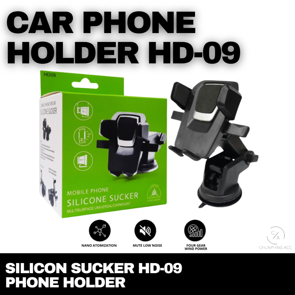 CAR HOLDER STAND HP HD09 FOLDING UNIVERSAL KACA DABOT PHONE MOBIL HD-09 HITAM