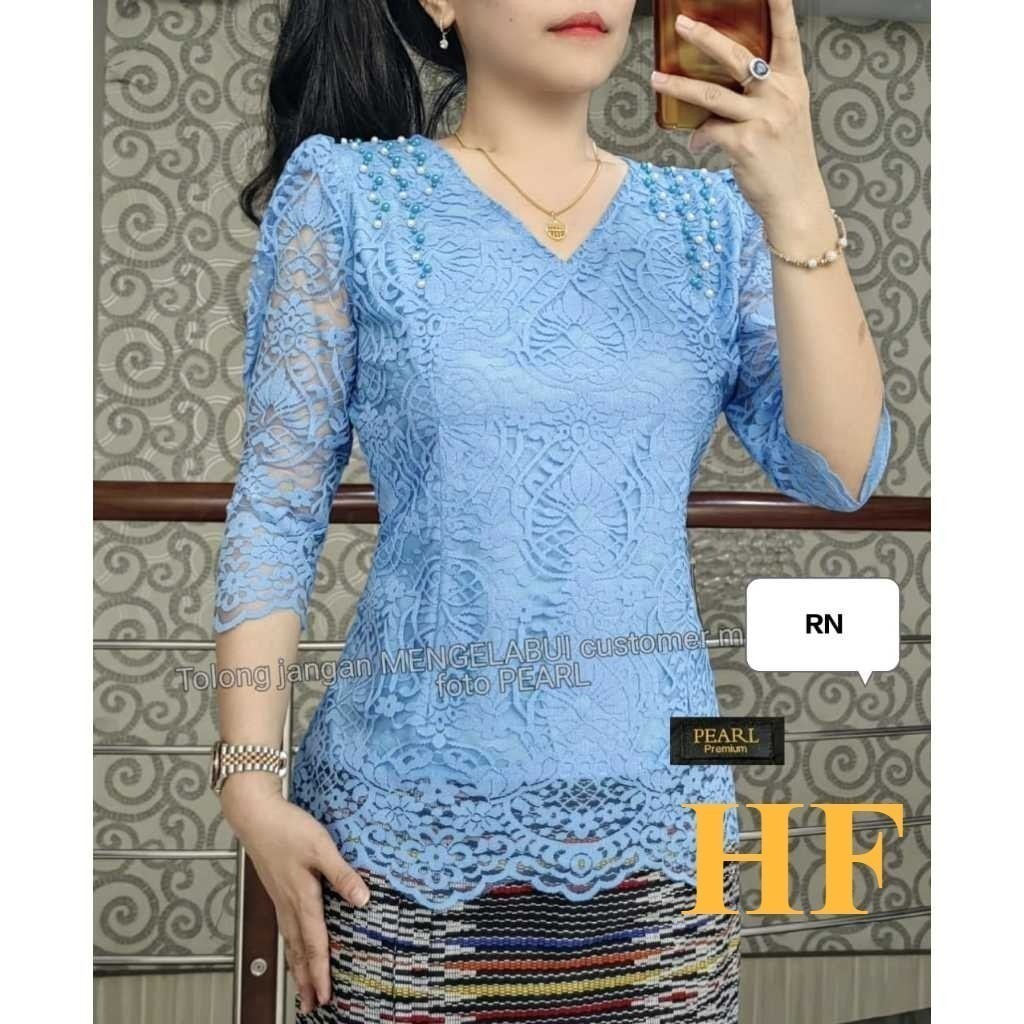 BLUS Semi Brokat Baju Kebaya Pesta Payet Modern Kebaya Brukat Adem Natal Gereja
