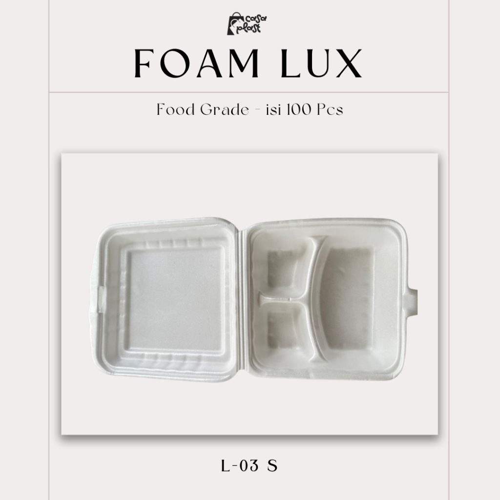 LUX - Styrofoam / Foam Kotak Makan L03 Sekat 3 Isi 100Pcs