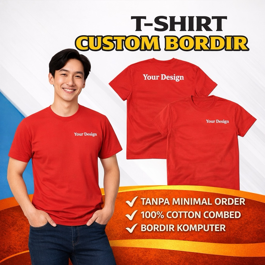 KAOS CUSTOM BORDIR SATUAN/LUSINAN
