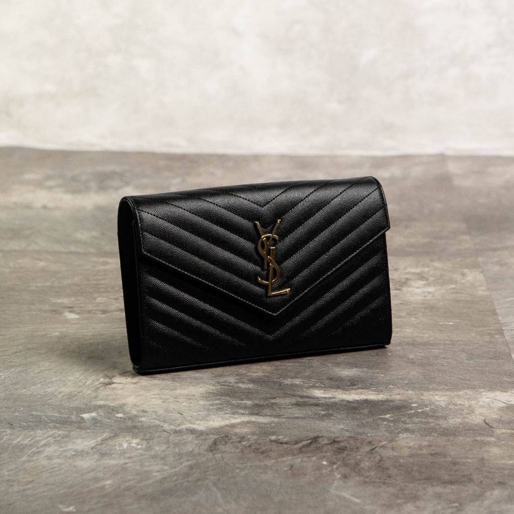 Tas YSL YVES SAINT LAURENT 22CM GHW CAVIAR BLACK WOC SHOULDER BAG 100% ORIGINAL