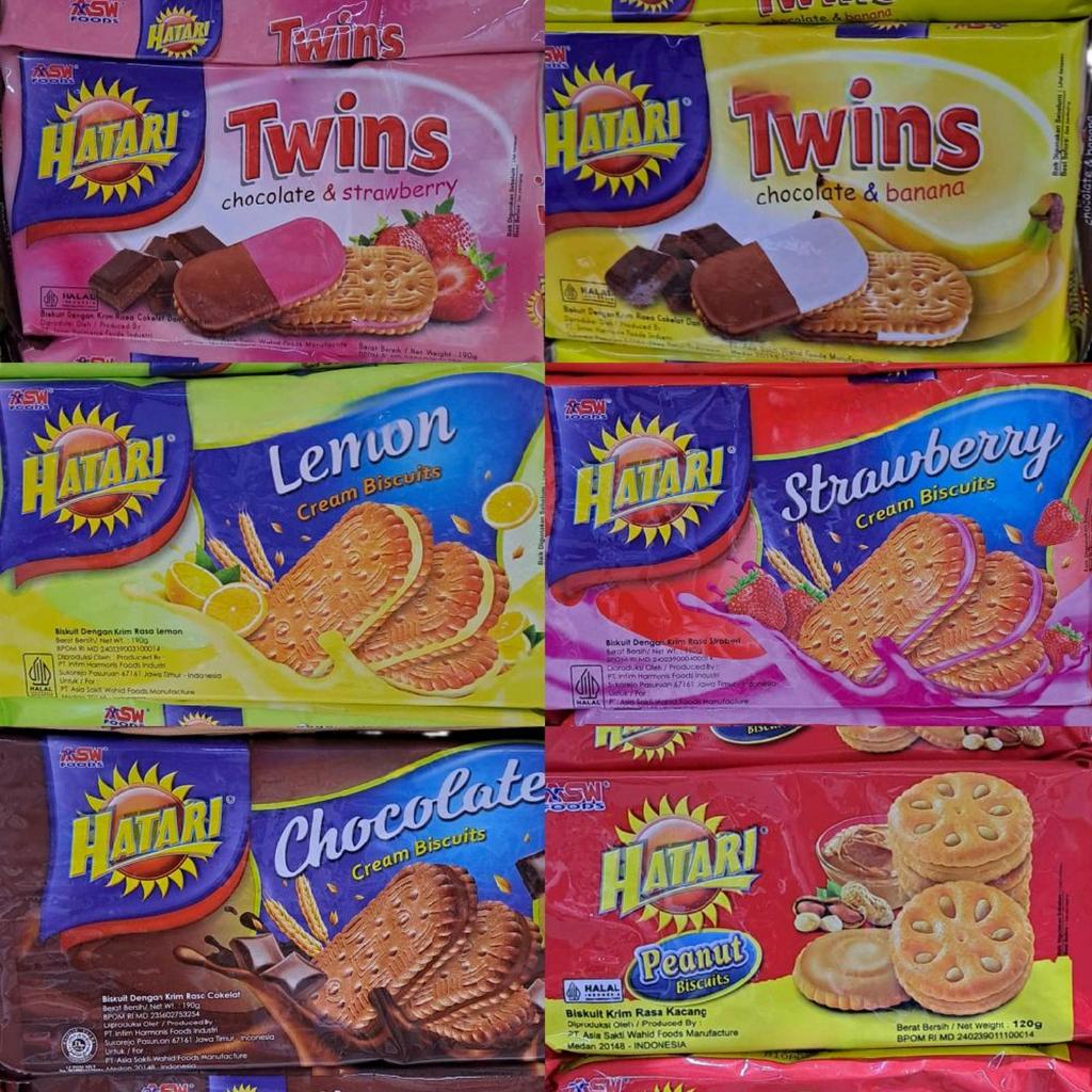 Hatari Biskuit Cream Biscuits Rasa Chocolate & Strawberry, Lemon, Strawberry, Chocolate, Peanut, dan