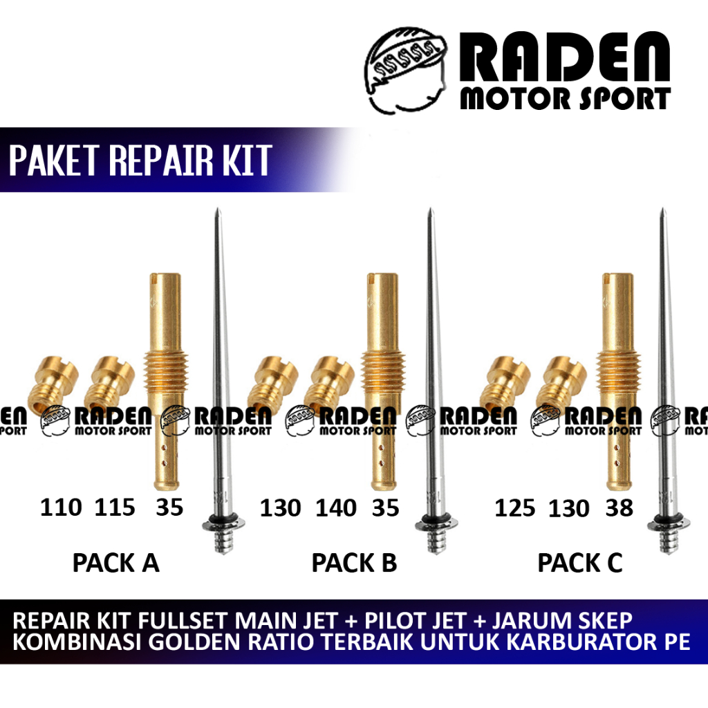 (COD) REPAIR KIT SET PE 24 26 28 30 MAIN JET PE24 PE26 PE28 PILOT JET JARUM SKEP PISTON 110 115 35 1