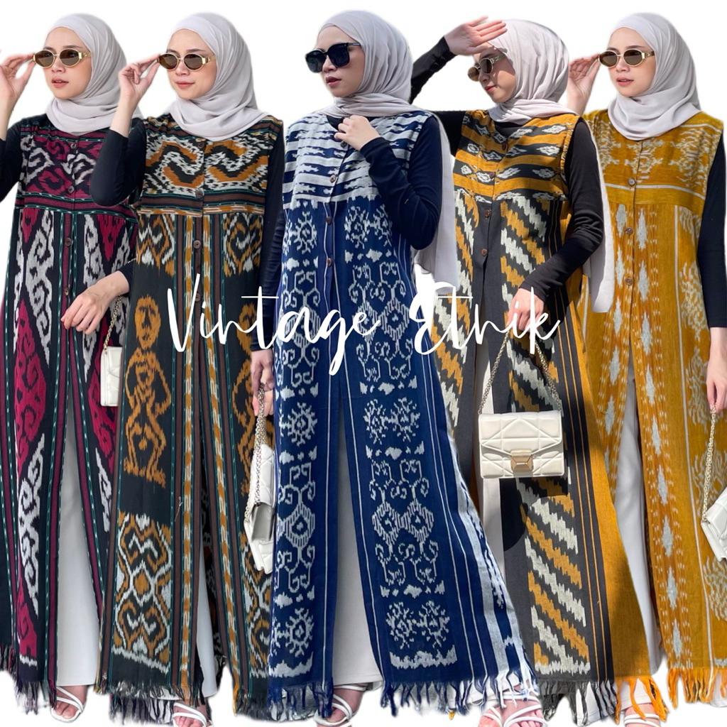 Atasan Wanita Outerwear Cardigan Long Outer tenun Kardigan Wanita Baju kerja Baju Batik atasan tenun