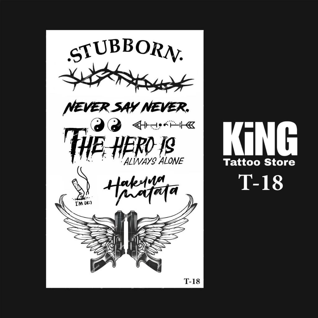 KINGTATO - Sticker tattoo temporary semi permanen anti air motif Tulisan 18