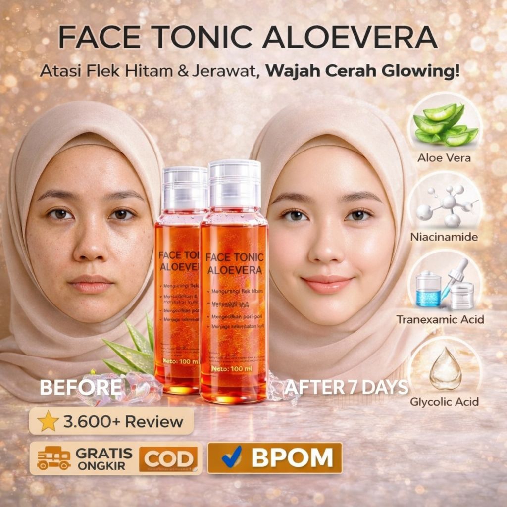 [ PROMO  ] Face Tonic Aloe Vera Aprilia 100ml Toner FLEK HITAM Membandel Bekas Jerawat • Pure Natura