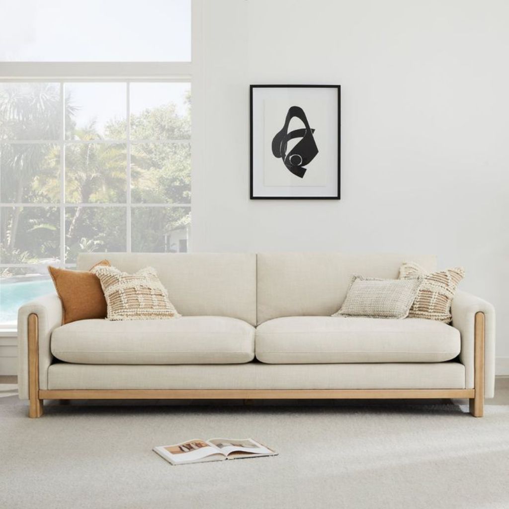 sofa ruang tamu modern sofa aestetik kayu jati