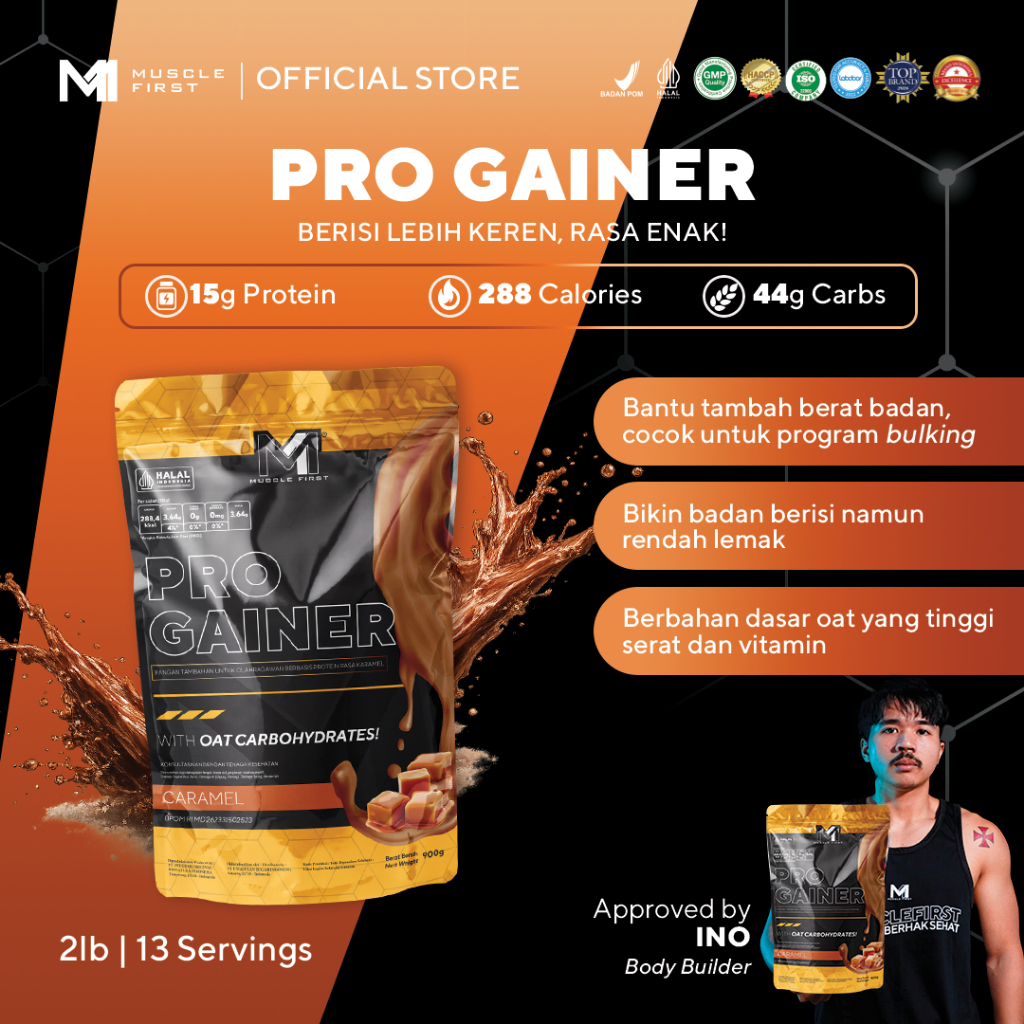 MUSCLE FIRST Pro Gainer 2lbs/900gr - Mass Gainer Penambah Berat Badan