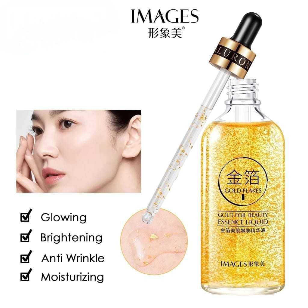 Images Gold 24K Serum Pemutih Wajah Glowing Penghilang Flek Hitam Samarkan Bekas Jerawat Anti Keripu