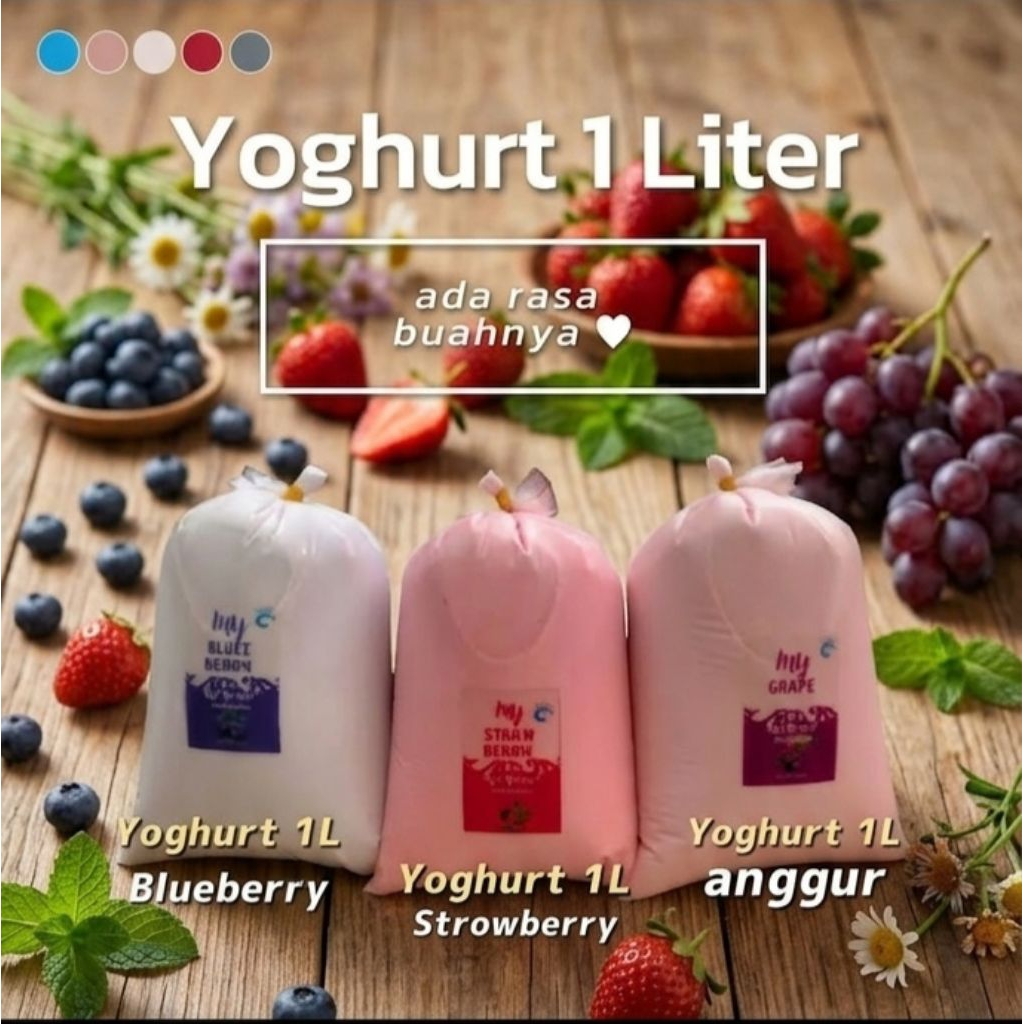 premium yoghurt 1 liter tanpa campuran air/ kemasan plastik/homemade