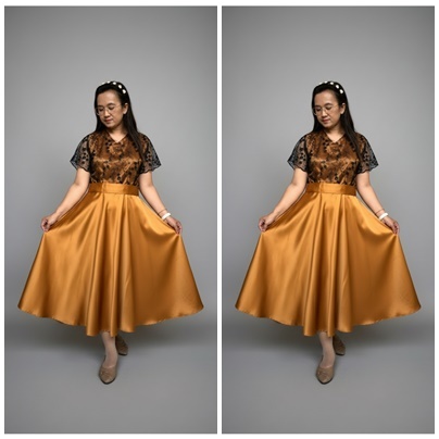 Aura Dres Satin Velvet Arcofashion2 Kombinasi Brokat Kombinasi satin