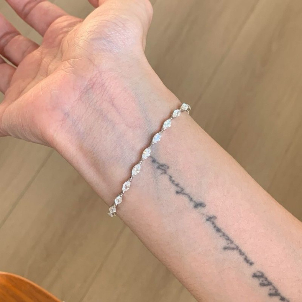 Crystal gem oval tennis bracelet diamond