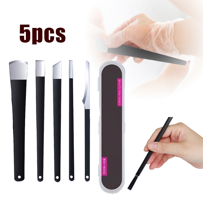 5pcs Set Pisau Kuku Cantengan Pendorong Gunting Kutikula Cantengan Alat Pedikur Set