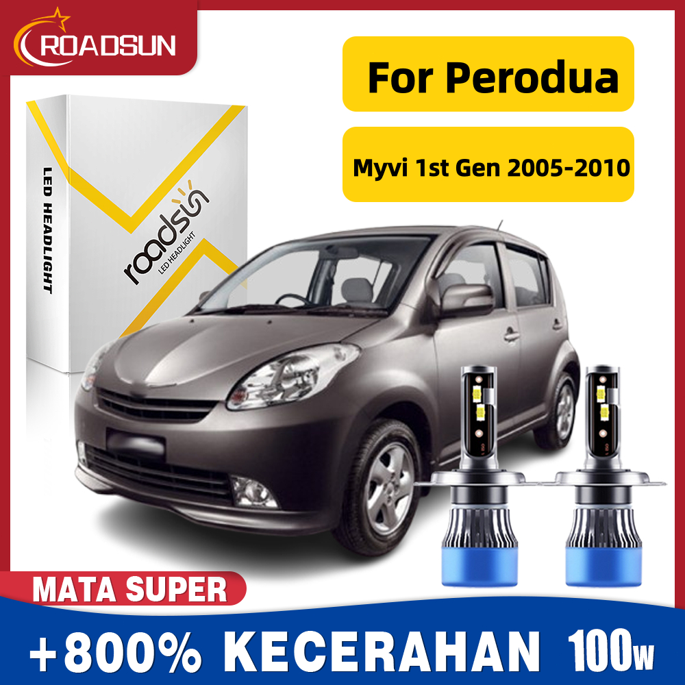 Cocok untuk Perodua Myvi 1st Gen 2005-2010 Led Lampu Depan Mobil Bohlam Hi/Lo Beam Super Terang 100W