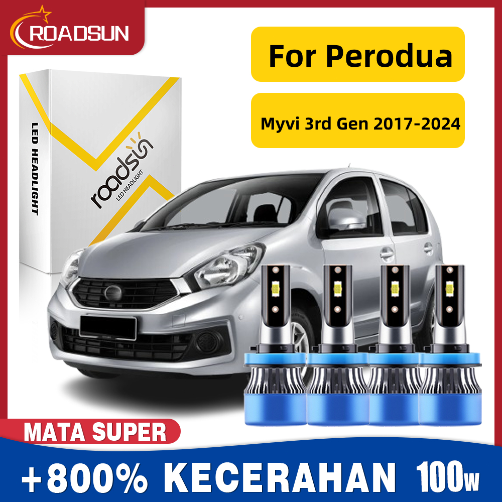 Cocok untuk Perodua Myvi 3rd Gen 2017-2024 Led Lampu Depan Mobil Bohlam Low Beam Lampu kabut Super T