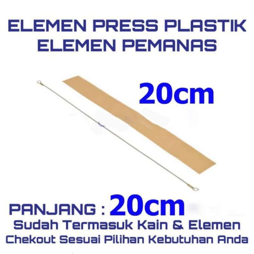 Elemen Impulse Sealer Pemanas Press Plastik 20cm + Kain Teflon