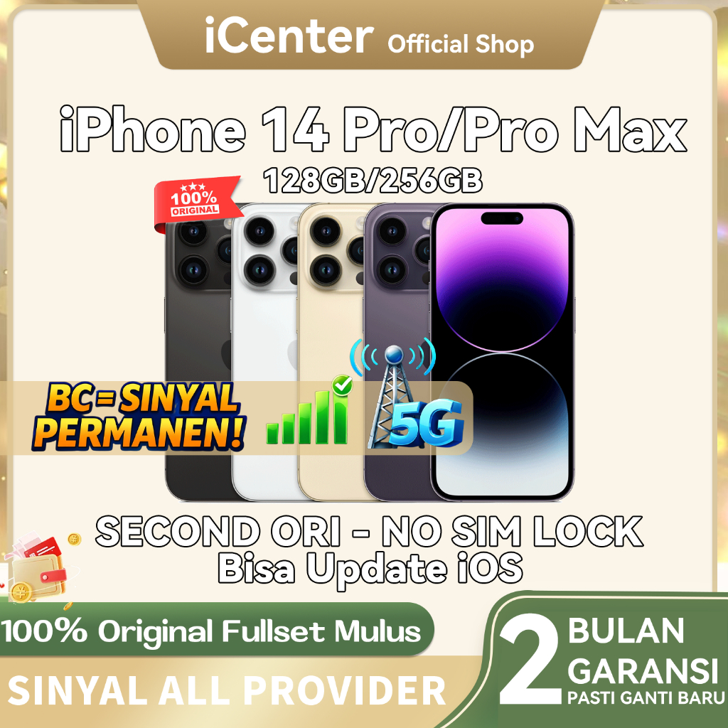 BC IPhone 14 PRO MAX / 14 PRO Beacukai Second BC Bekas 128GB 256GB Good Conditions Fullset Mulus No 