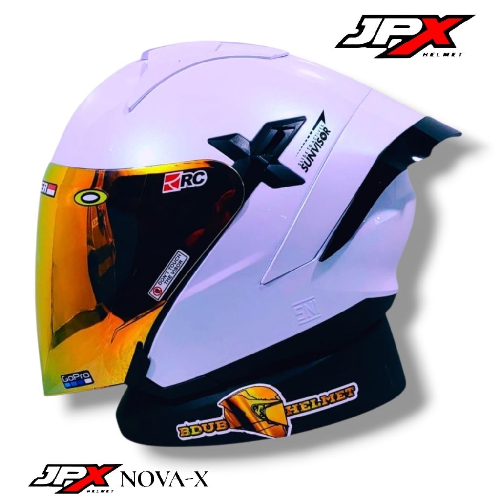 Helm Jpx Nova x solid putih/white paket ganteng 100% Ori jpx