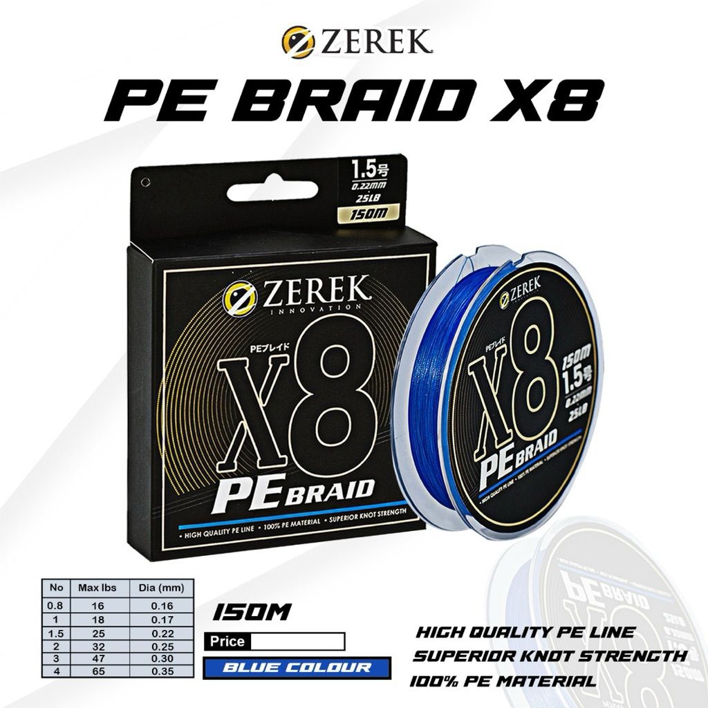 Senar PE Zerek X8 | Senar Blue 150m