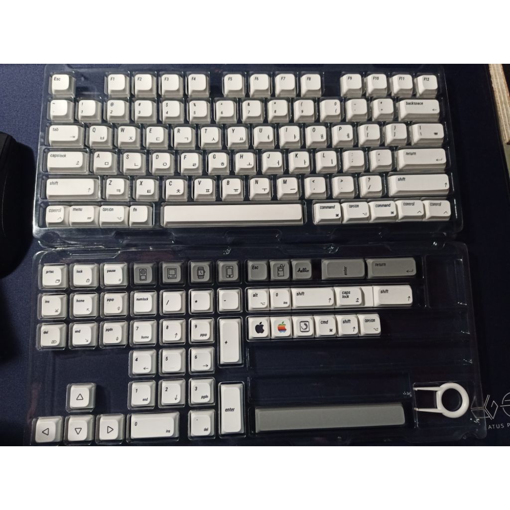 Apple Retro MAC Inspired XDA PBT Keycaps Black on White Hangul Korean Root