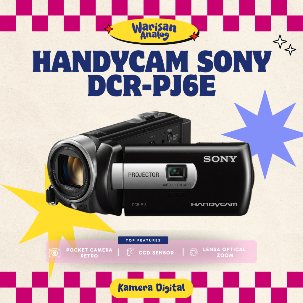 HANDYCAM SONY DCR-PJ6E (BEST SELLER) CAMCORDER POCKET PAKAI MEMORYCARD