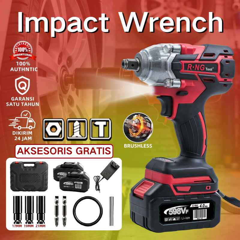 RNG 598VF 700N/M cordless impact wrench impact wrenchmesin bor baterai cordless impact baterai