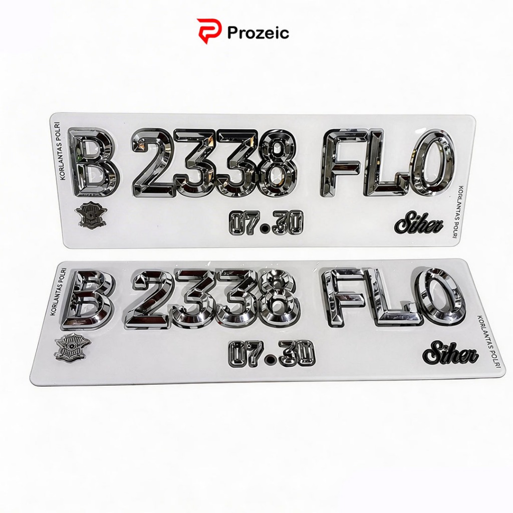Plat Nomor Akrilik Mobil Timbul Chrome Segilima Lancip