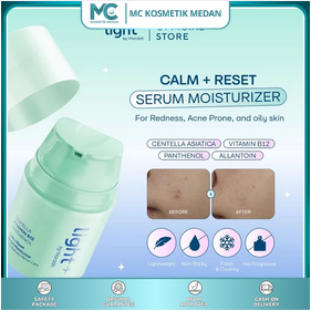 Light+ by Wardah Vitamin B12 Calm + Reset Serum Moisturizer 30 g - Pelembap Wajah untuk Kulit Bermin