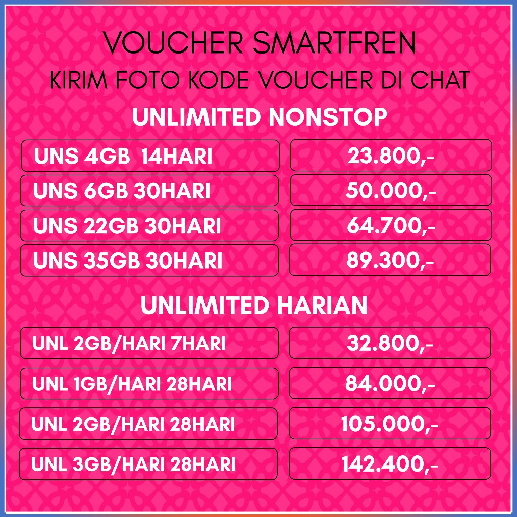 Voucher Smartfren Unlimited Nonstop Unlimited Harian