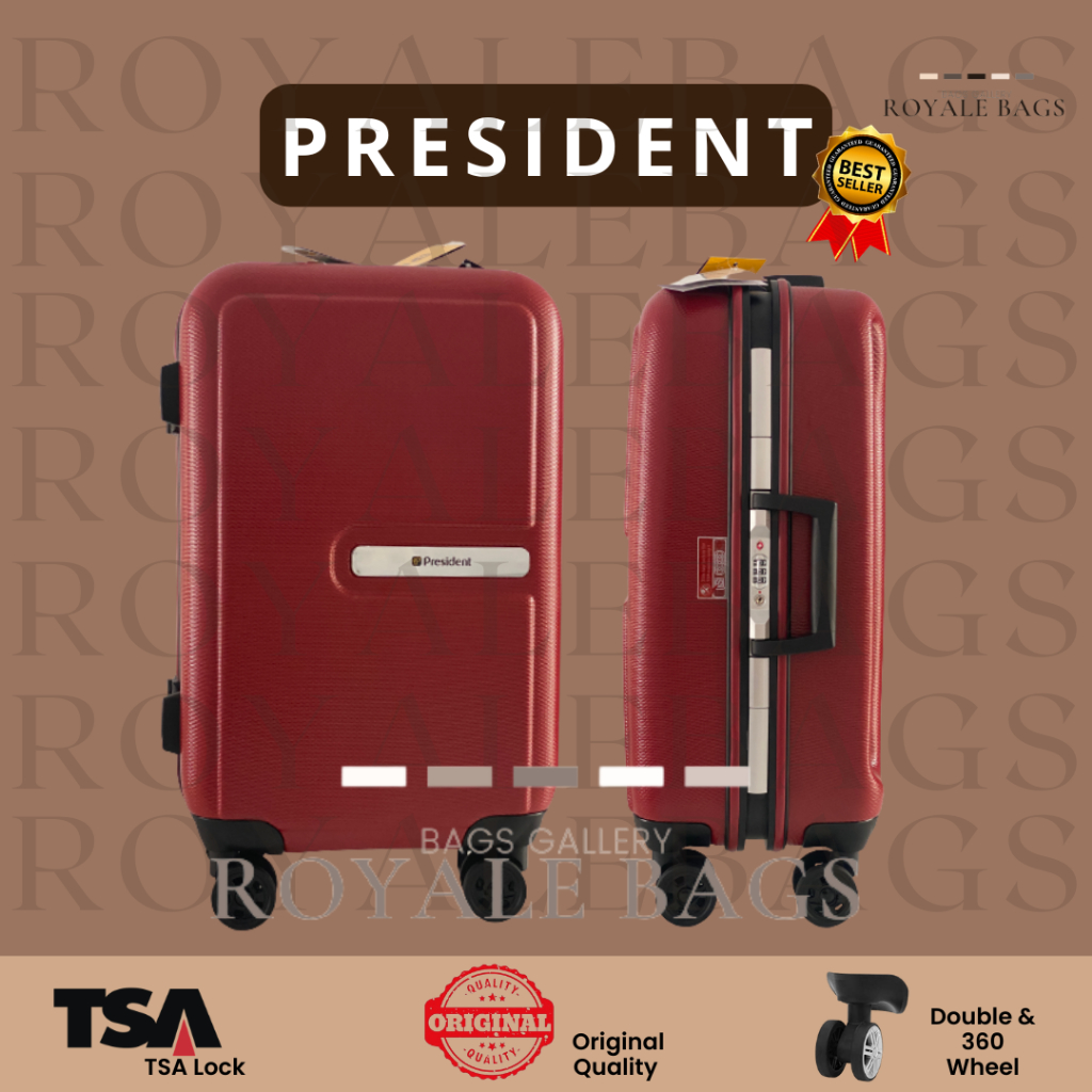 President Series Tas Koper 20 inch Original / Koper 24 inch Fiber Anti Gores TSA - Auto Lock Zipper