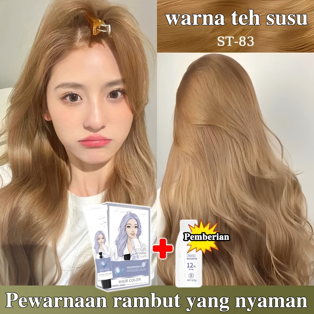 Pewarna Rambut Warna Teh Susu 200ml - Cat Rambut Warna Susu, Tahan Lama, Menutupi Uban, Mudah Diguna