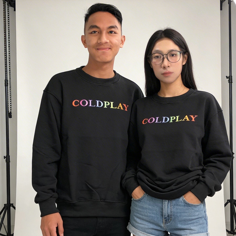 Sweater Coldplay Crewneck Bahan Cotton Fleece Nyaman Adem