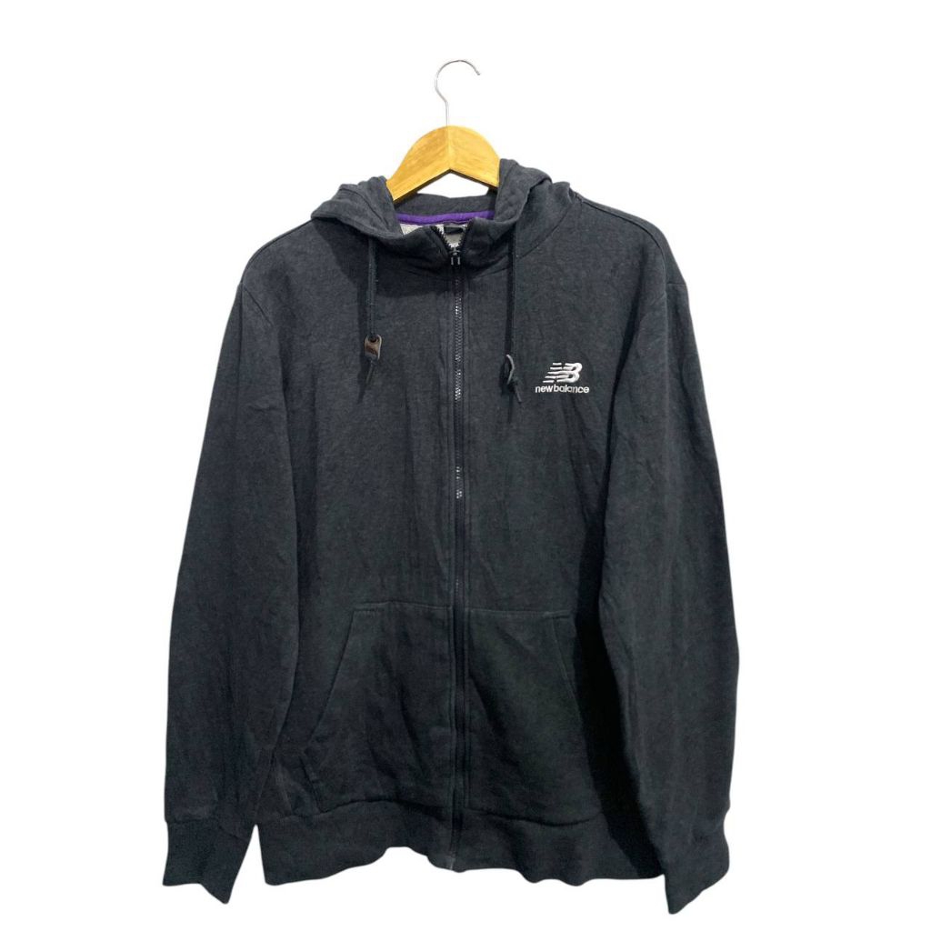 hoodie zipper NB abu tua sz L (118-120*70) minus tarikan zipp patah